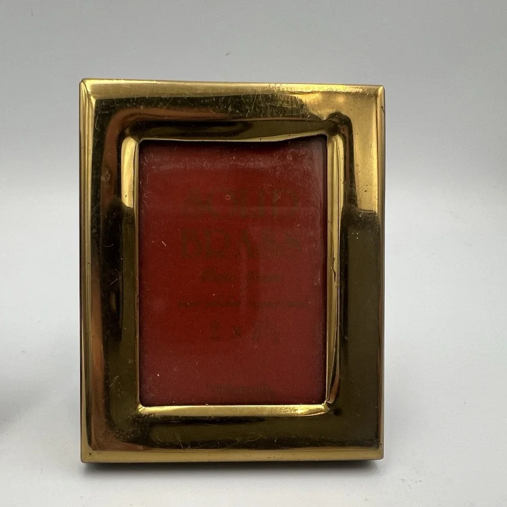 Vintage Lot of 3 Solid Brass Tabletop Small Mini Rectangle 2x2.5 Picture Frames